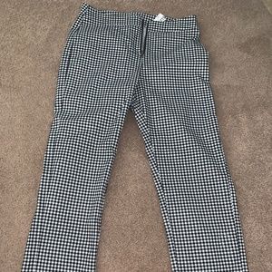 Black and white pants.